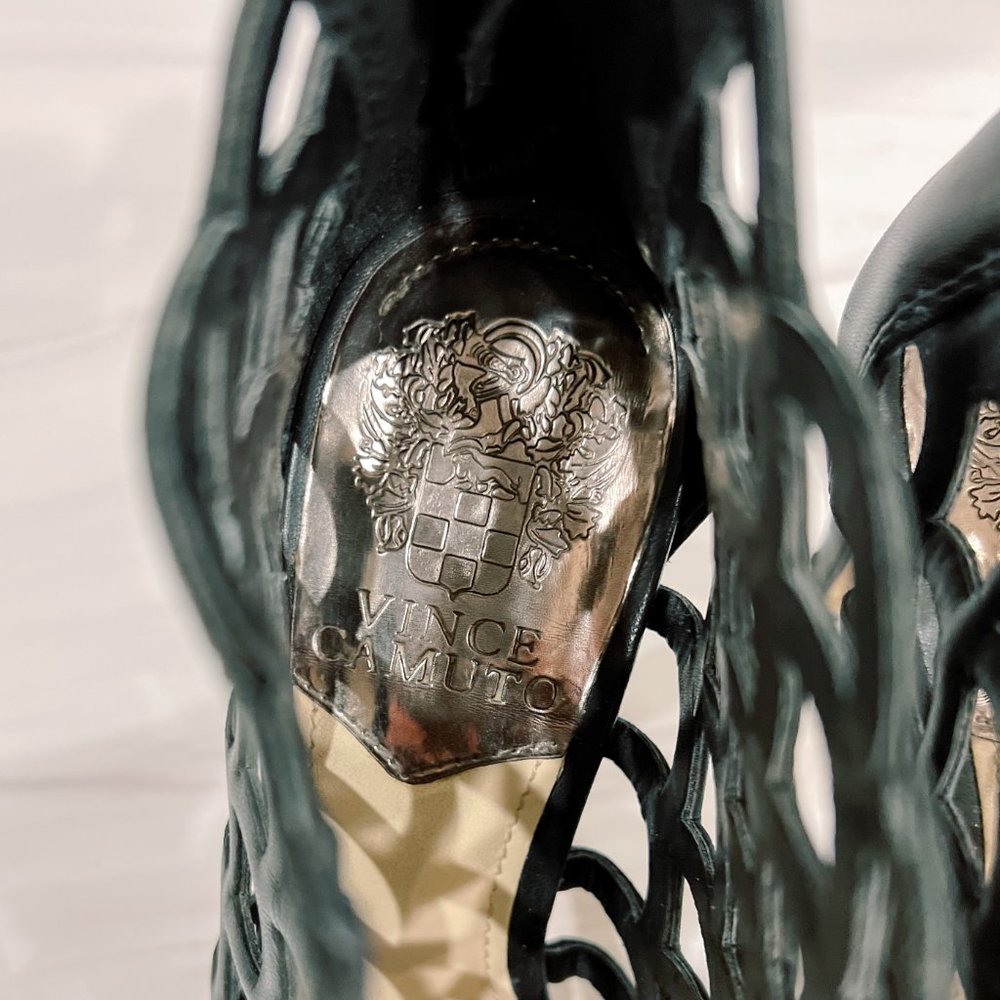 Vince Camuto Black Dontanela Caged Peep Toe Stiletto Heels 6 - Picture 7 of 10